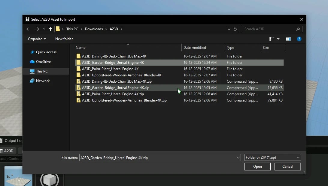 How to use the A23D Asset Importer Plugin for Unreal Engine - A23D