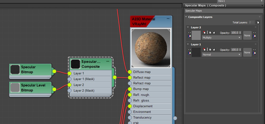 Specular Color and Level multiply using Composite node in 3Ds Max for PBR Texture - A23D