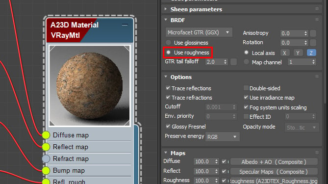 Use roughness setting in VRayMtl in 3Ds Max for PBR Texture - A23D