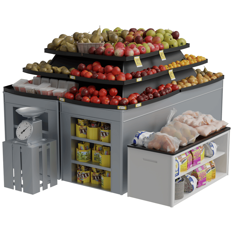 Supermarket Fruit & Vegetables Rack 3D Model - A23D