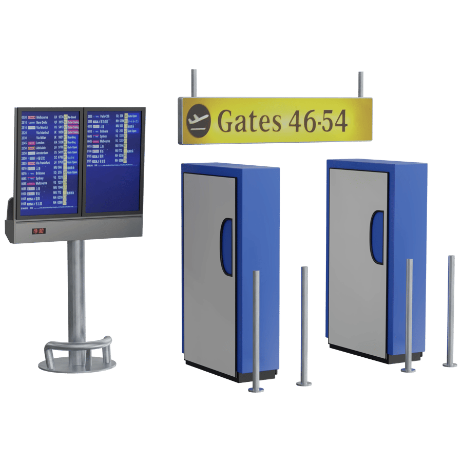 Gates & Information Display 3D Model - A23D