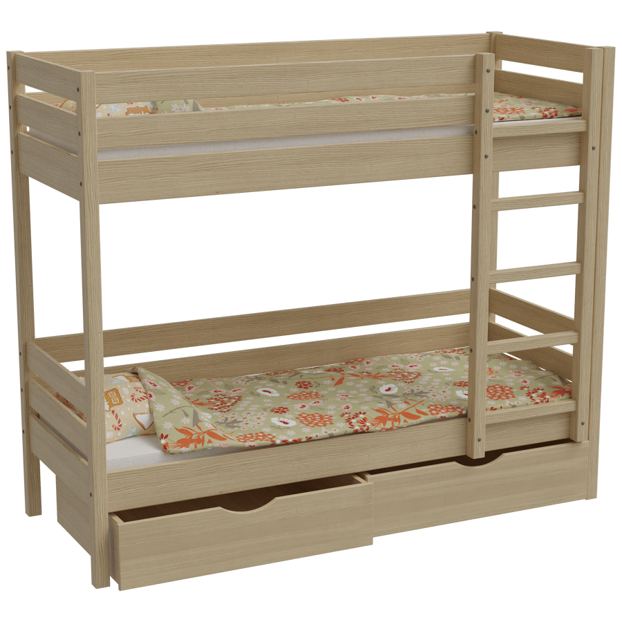 Wooden Bunk Bed 3D Model - A23D