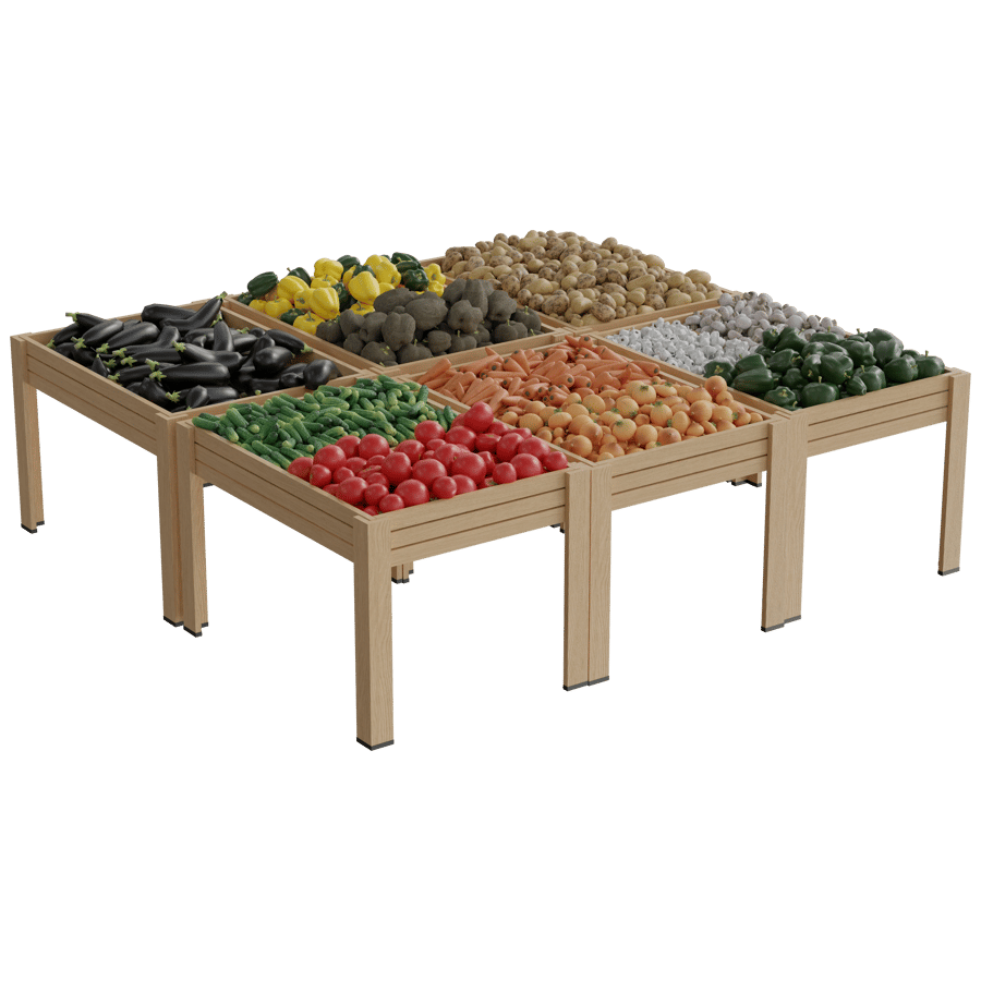 Supermarket Fruit & Vegetables Rack 3D Model - A23D