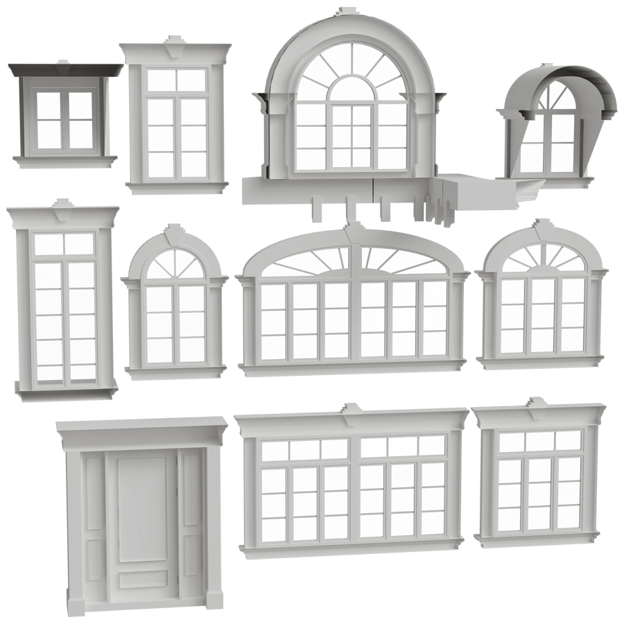 Window Set 3D Model - A23D