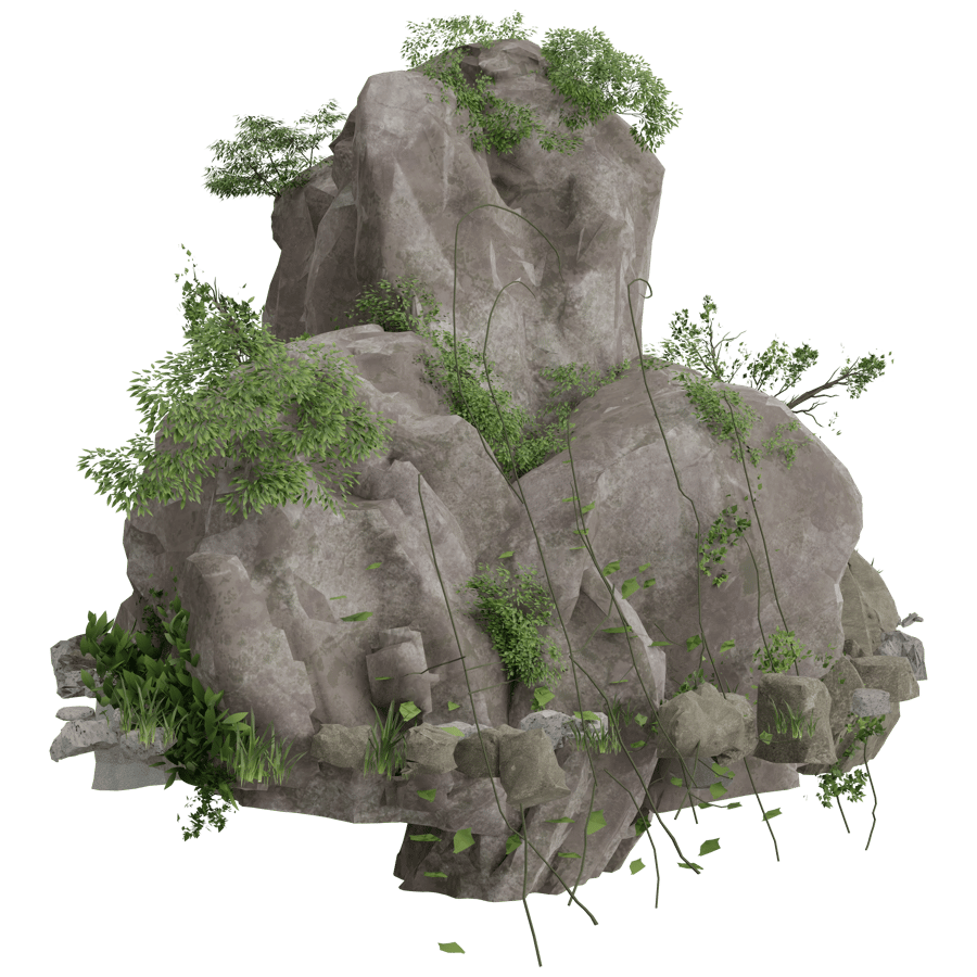 Rock with Wild Grass 3D Model - A23D
