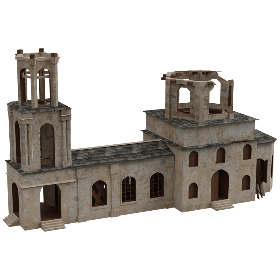 Distressed Building 3D Model - A23D