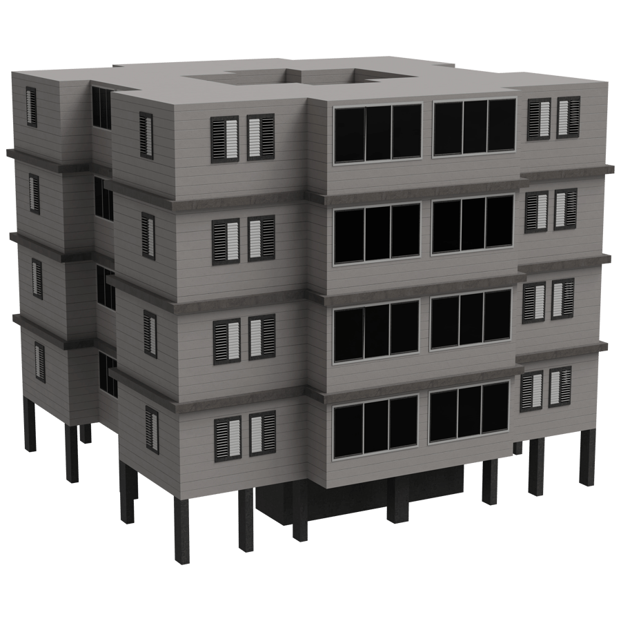Low Rise Buildings 3D Model - A23D