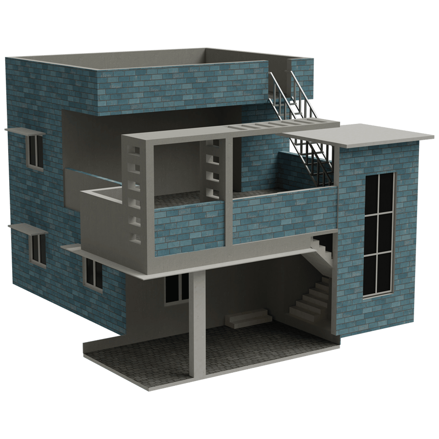 Low Rise Buildings 3D Model - A23D