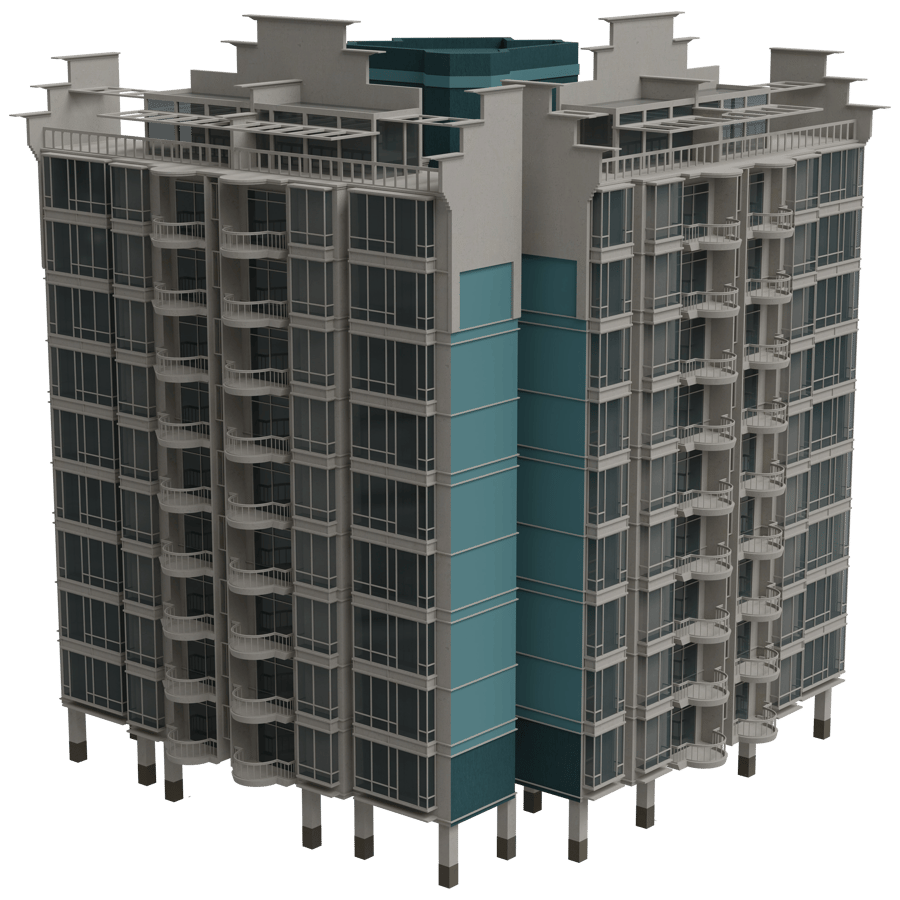 High Rise Buildings 3D Model - A23D