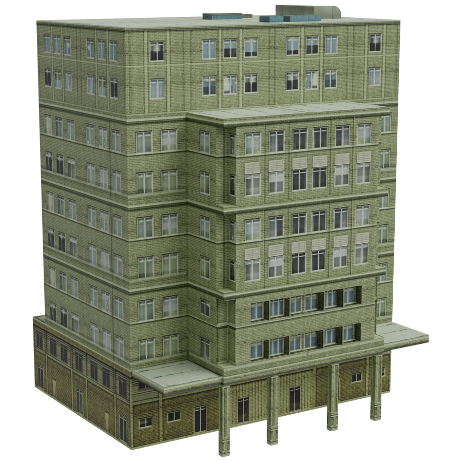 Low Rise Building 3D Model - A23D