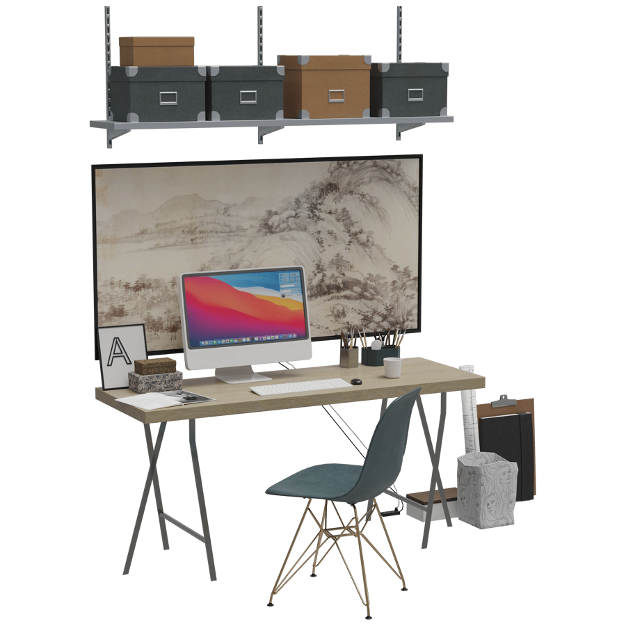 Study Table with Chair 3D Model - A23D