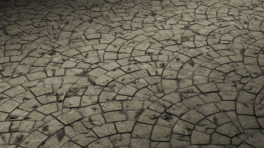 European Fan Stone Pavement PBR Texture - A23D