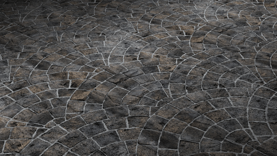 European Fan Stone Pavement PBR Texture - A23D