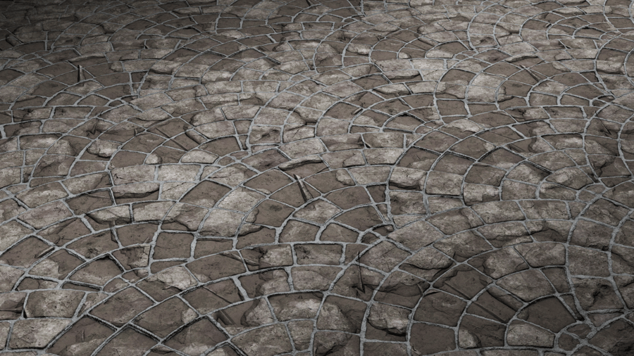European Fan Stone Pavement PBR Texture - A23D