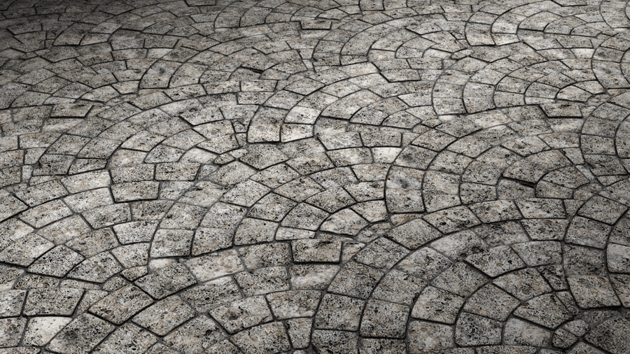 European Fan Stone Pavement PBR Texture - A23D