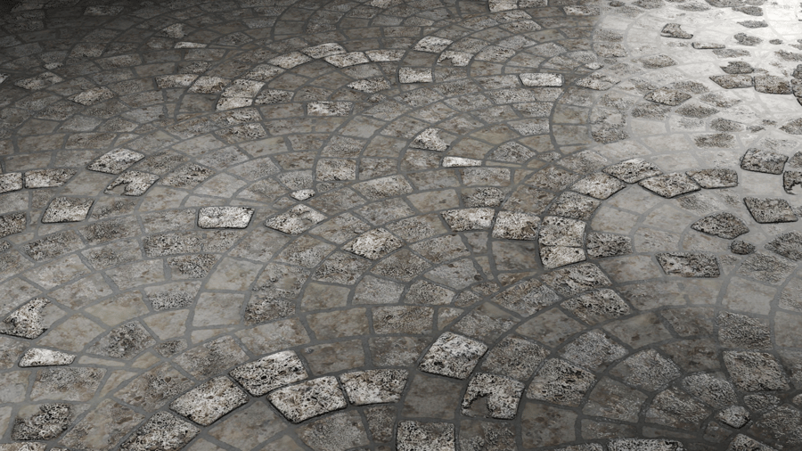 European Fan Stone Pavement PBR Texture - A23D