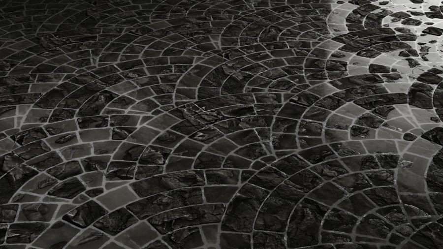 European Fan Stone Pavement PBR Texture - A23D