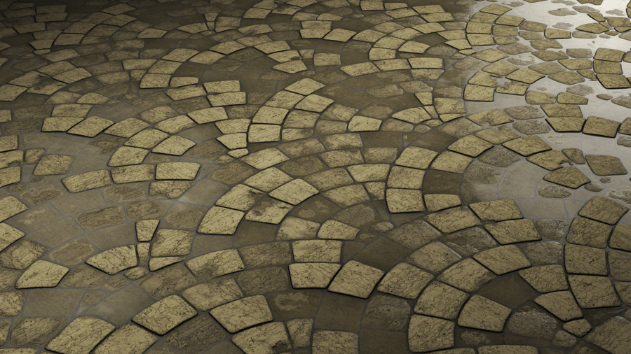 European Fan Stone Pavement PBR Texture - A23D
