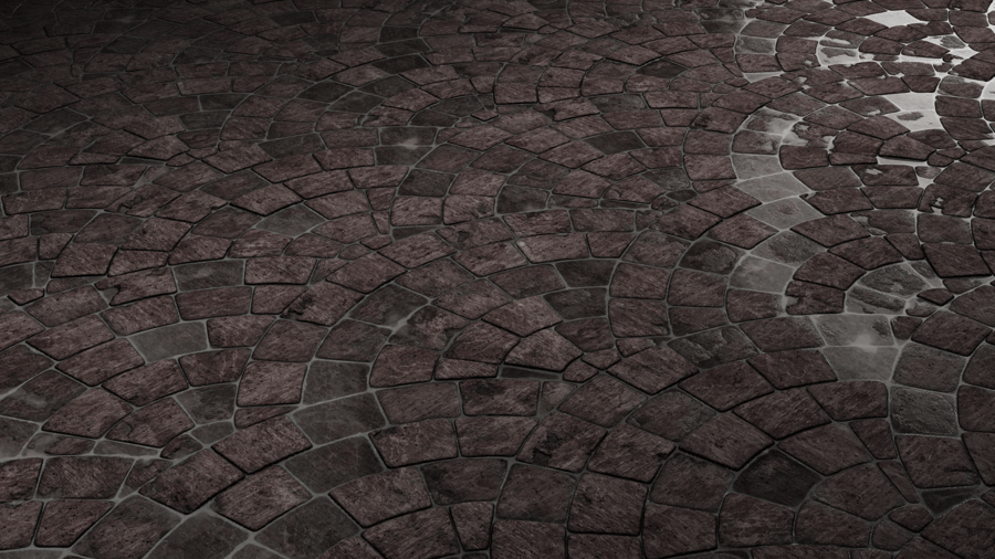 European Fan Stone Pavement PBR Texture - A23D