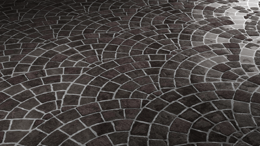 European Fan Stone Pavement PBR Texture - A23D