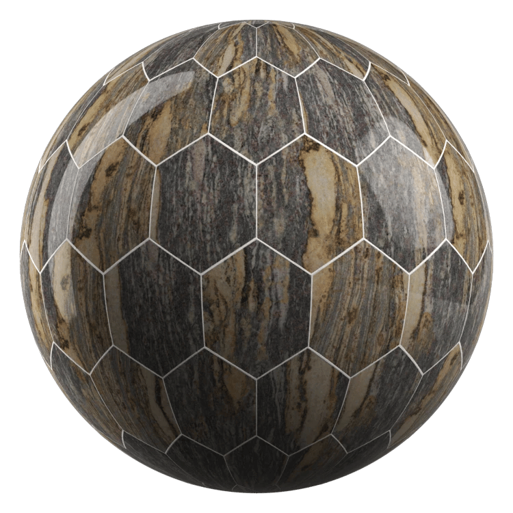 Hexagon Stone Tiles PBR Texture - A23D