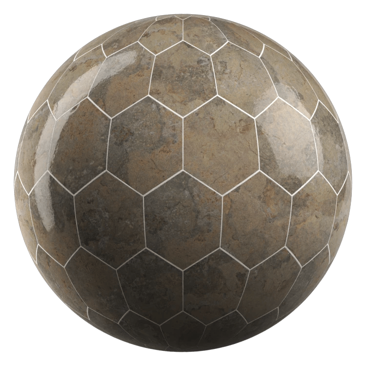 Hexagon Stone Tiles PBR Texture - A23D