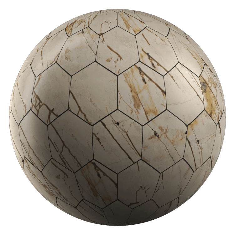 Hexagon Stone Tiles PBR Texture - A23D