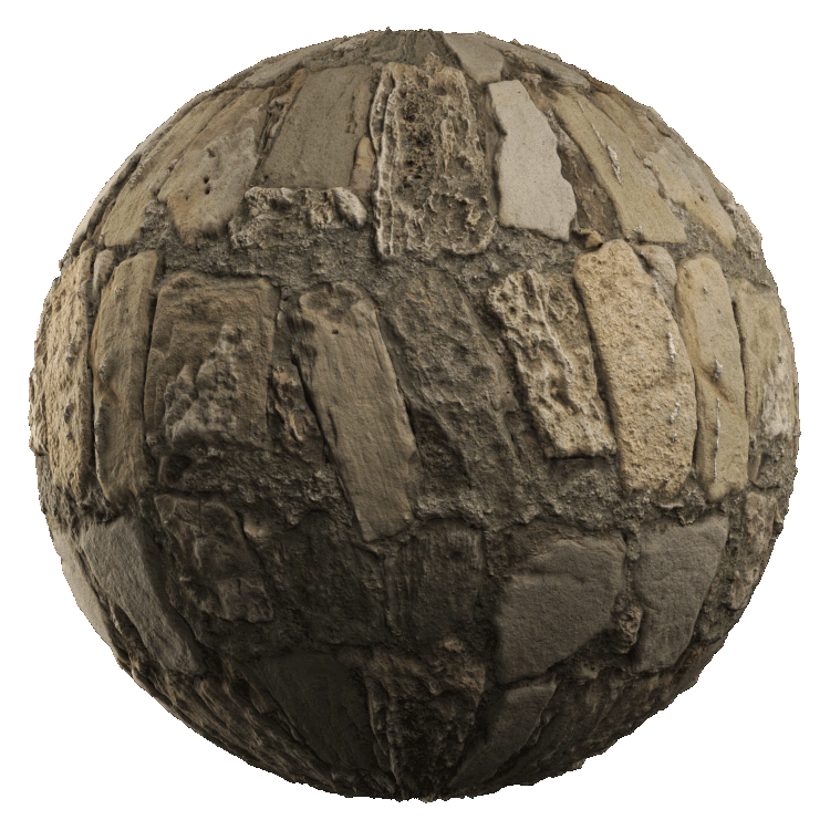 Old Rubble Stone Wall PBR Texture - A23D
