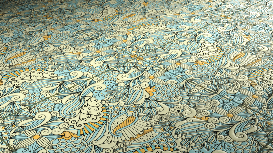 3D Printed Ceramic Floor Tiles PBR Texture - A23D