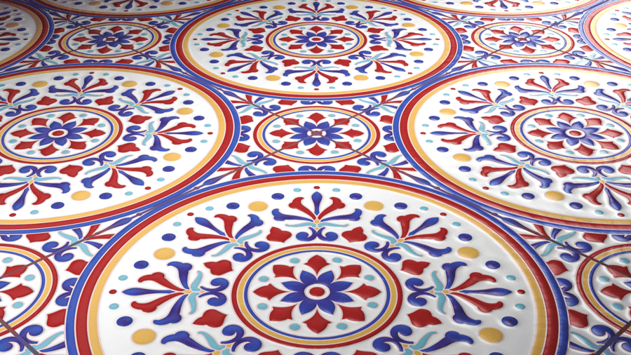 3D Printed Ceramic Floor Tiles PBR Texture - A23D