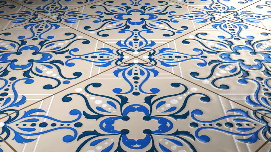 3D Printed Ceramic Floor Tiles PBR Texture - A23D
