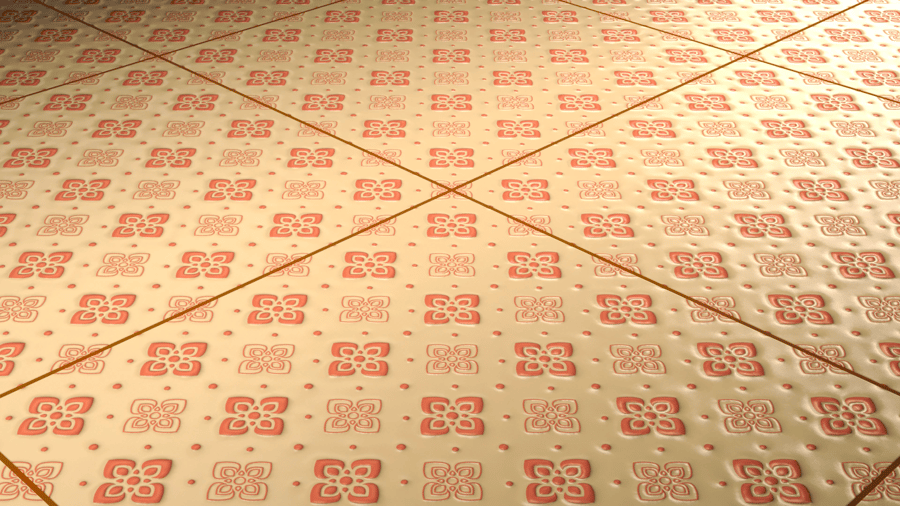 3D Printed Ceramic Floor Tiles PBR Texture - A23D