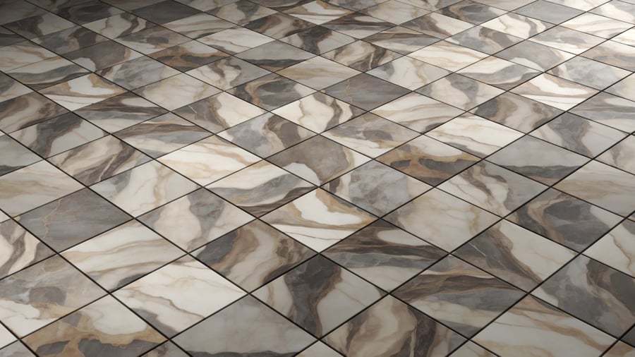 Marble Pattern Tile PBR Texture - A23D