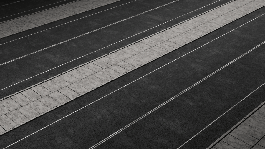 Smooth Asphalt with Markings PBR Texture - A23D