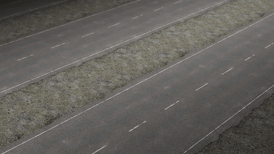 Smooth Asphalt with Markings PBR Texture - A23D