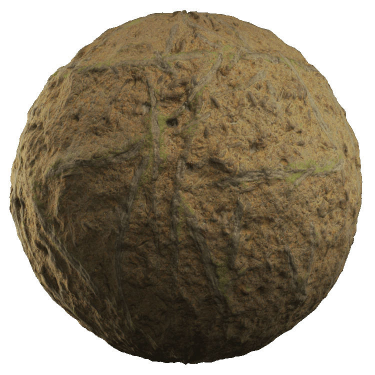 Ground covered with Roots PBR Texture - A23D