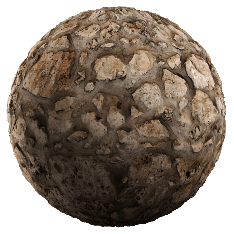 Old Rubble Stone Wall PBR Texture - A23D