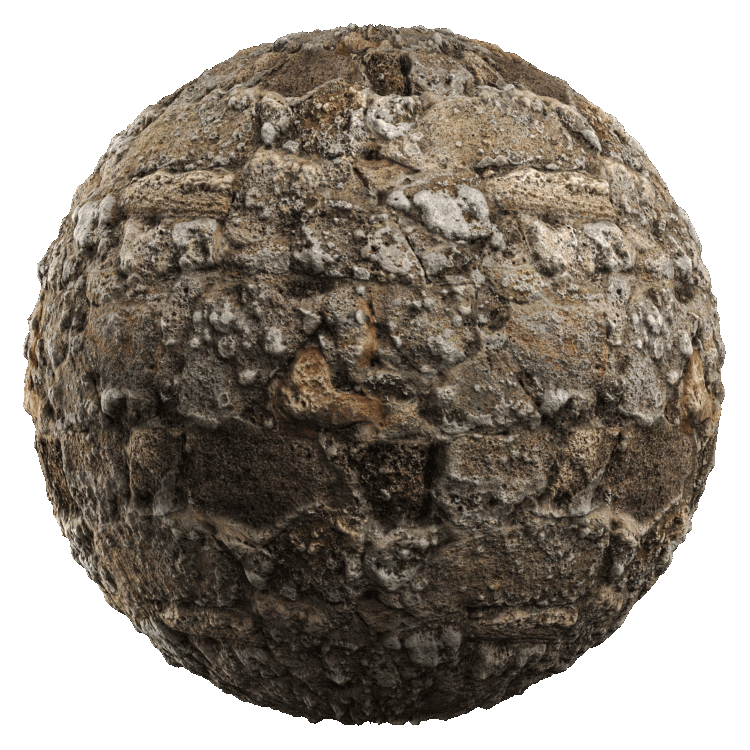 Old Rubble Stone Wall PBR Texture - A23D